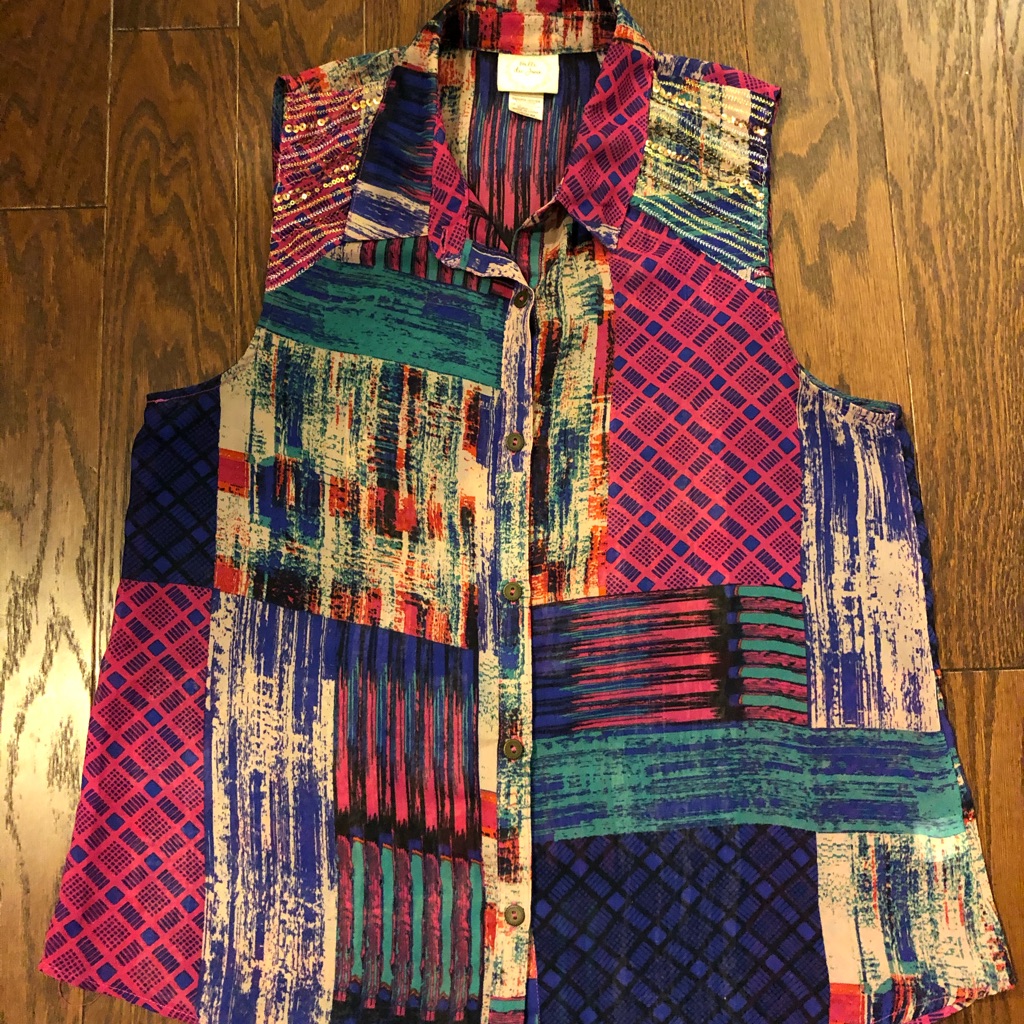 Patchwork Button Up Tank Top